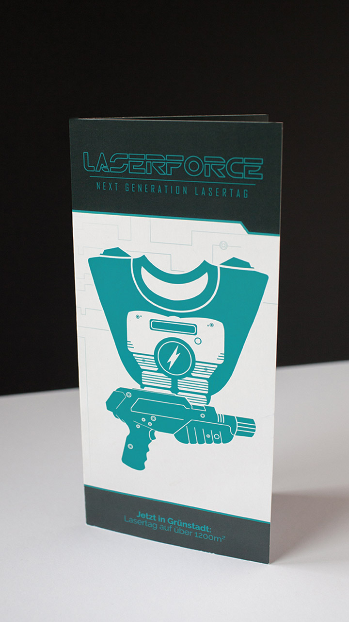 Laserforce Lasertag Grünstadt Corporate Design Faltblatt Cover